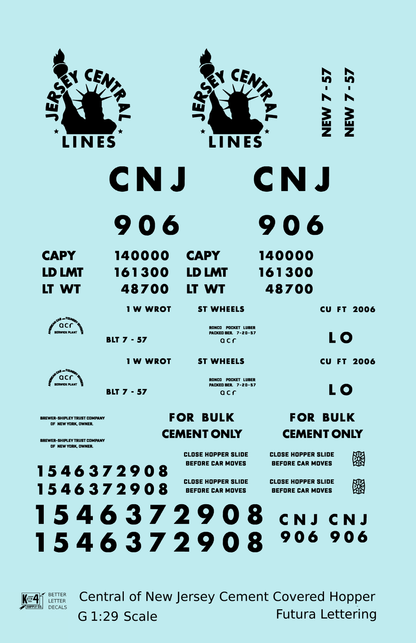 Central Of New Jersey Cement Covered Hopper Black Futura Font