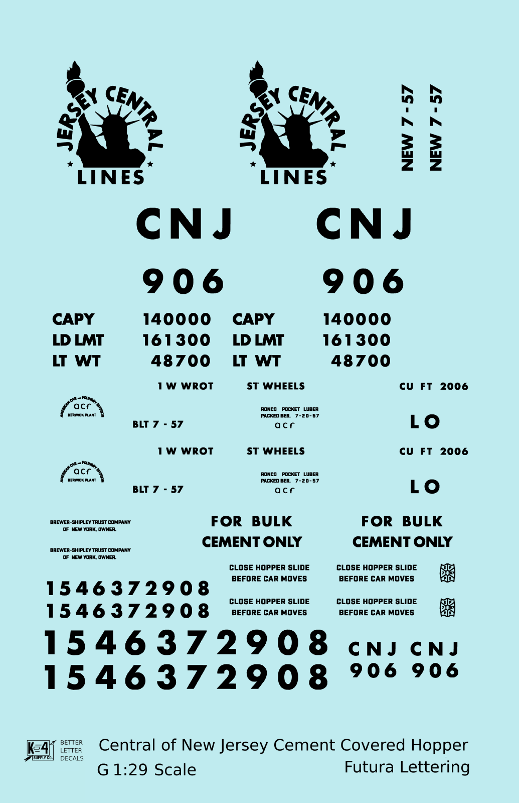 Central Of New Jersey Cement Covered Hopper Black Futura Font