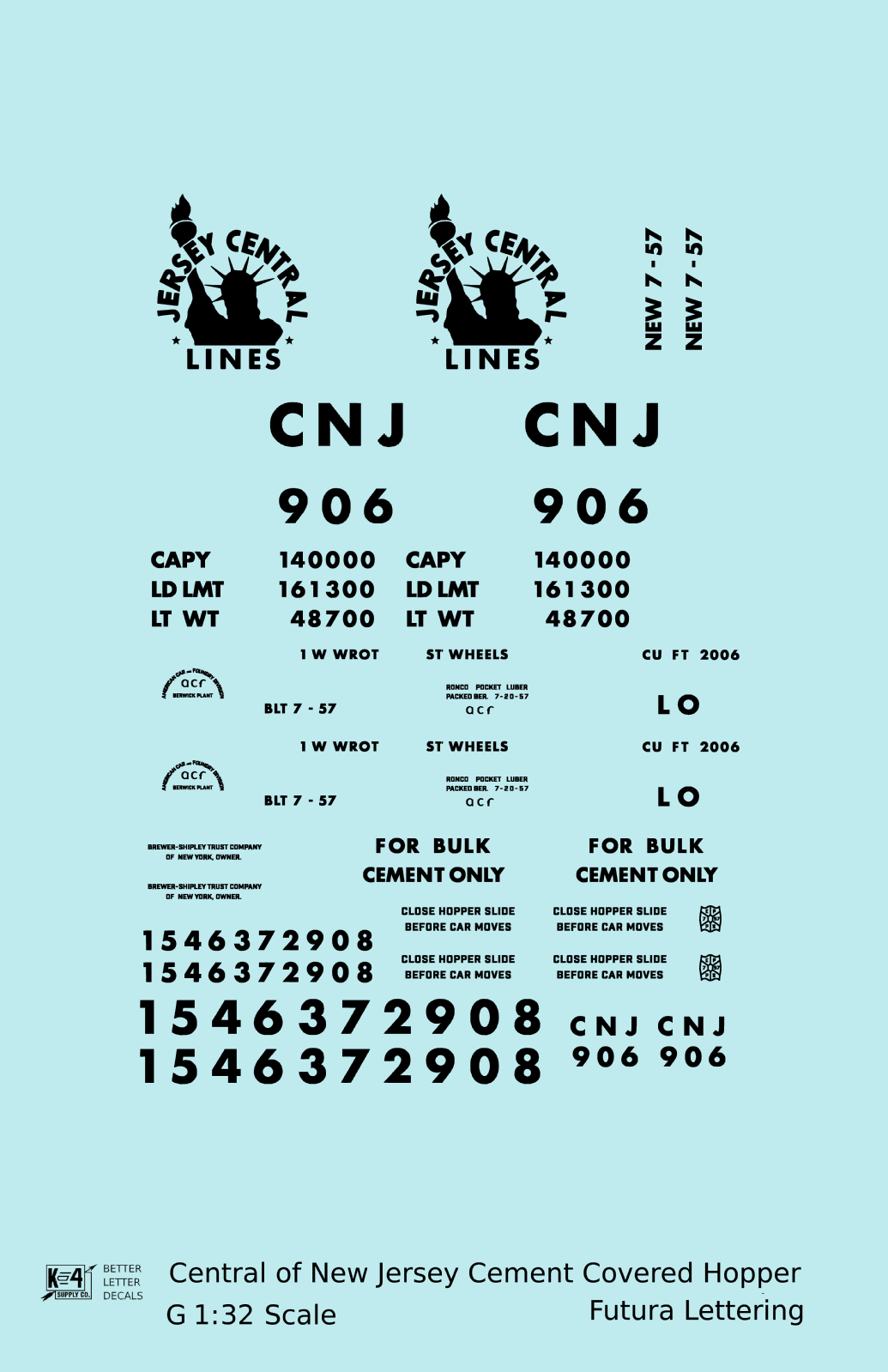 Central Of New Jersey Cement Covered Hopper Black Futura Font