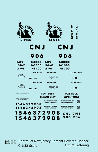 Central Of New Jersey Cement Covered Hopper Black Futura Font