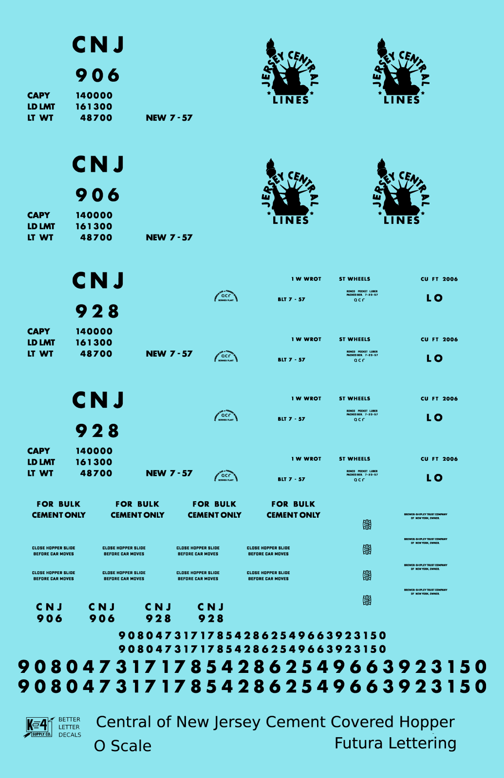 Central Of New Jersey Cement Covered Hopper Black Futura Font