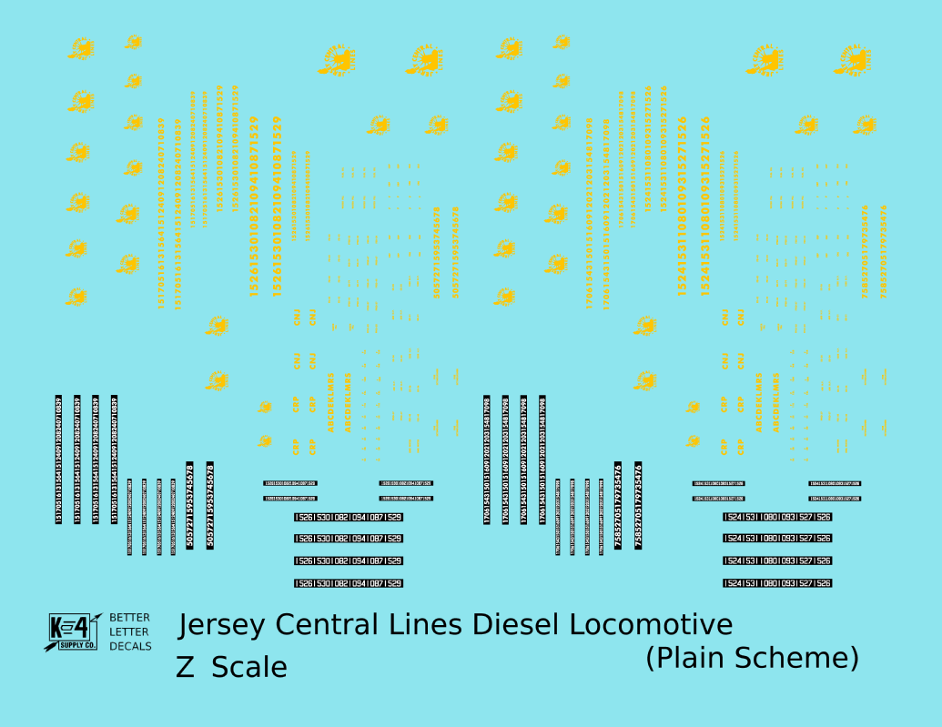 CNJ Jersey Central Lines Diesel Locomotive Yellow JCL Herald