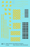 CNJ Jersey Central Lines Diesel Locomotive Yellow CRRofNJ Herald - Decal - Choose Scale