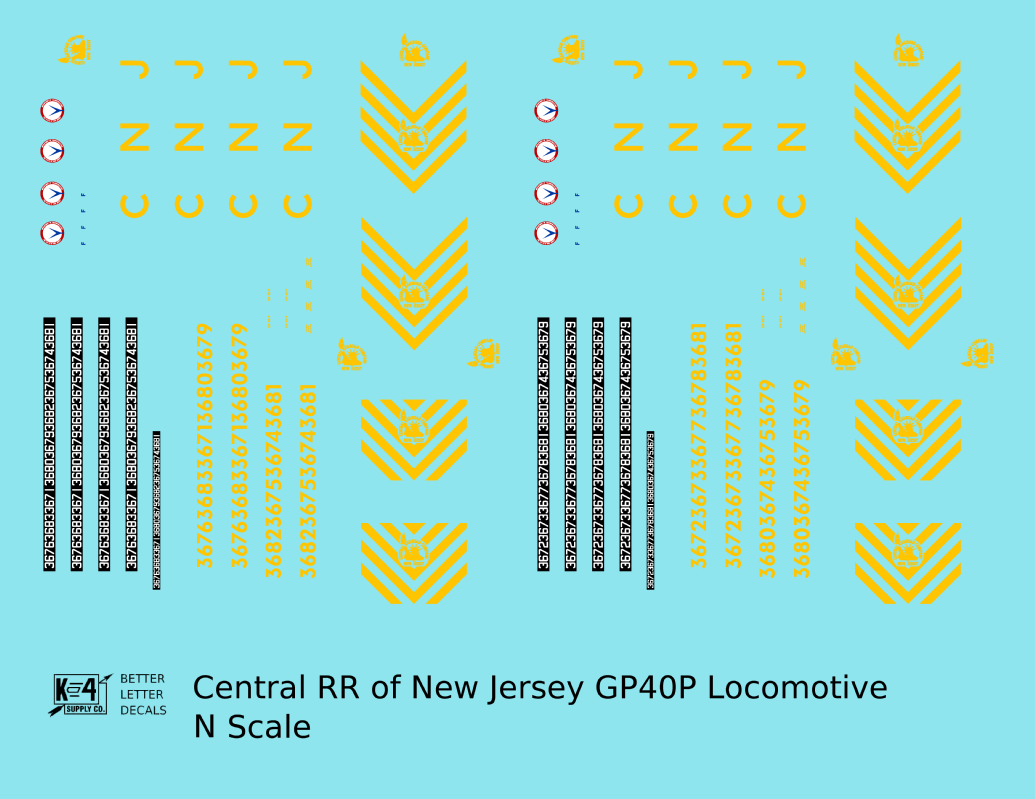 CNJ Jersey Central Lines EMD GP40P Locomotive Yellow Big CNJ