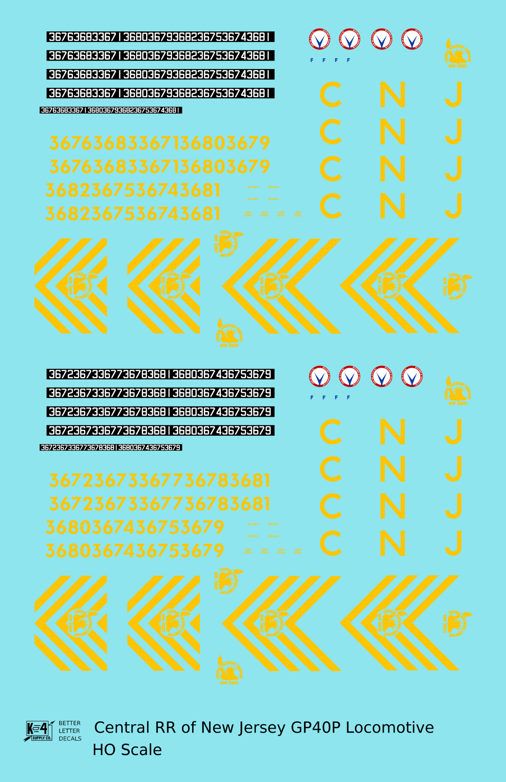 CNJ Jersey Central Lines EMD GP40P Locomotive Yellow Big CNJ