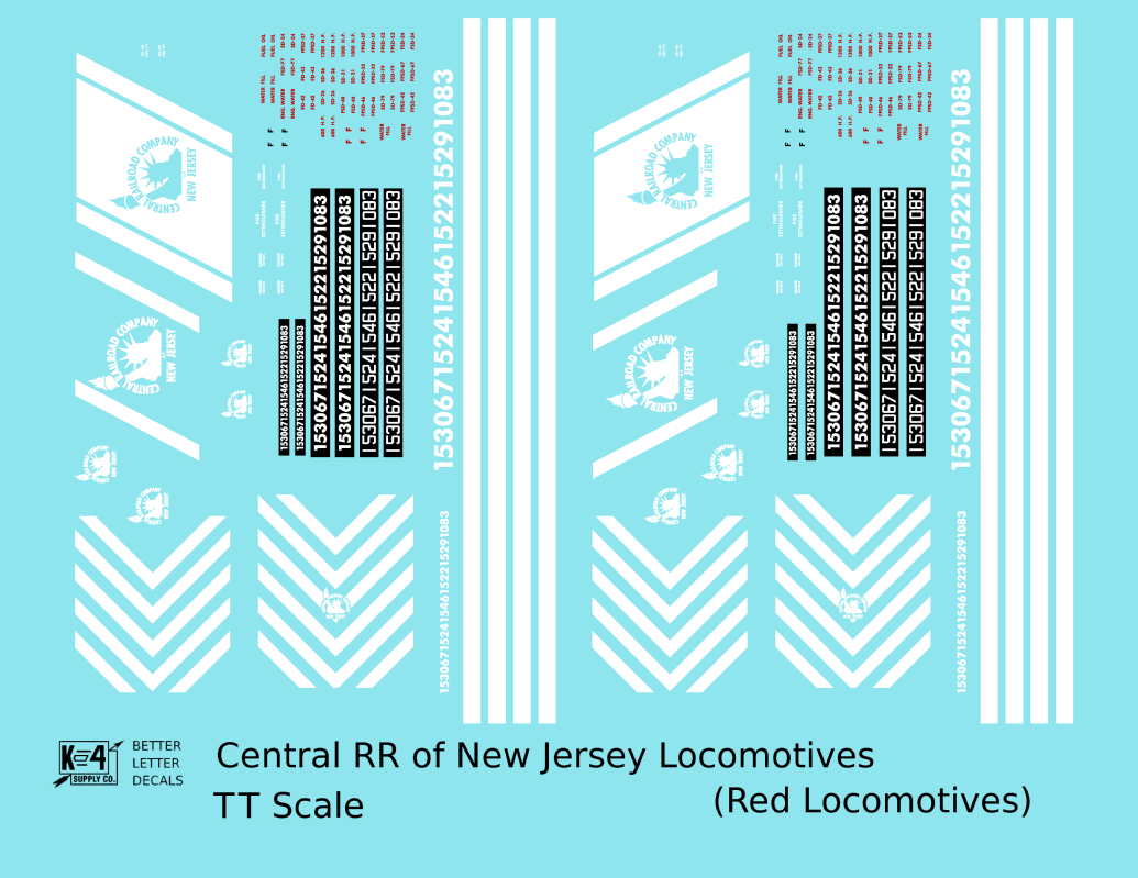 CNJ Jersey Central Lines Diesel Locomotive White Red Scheme