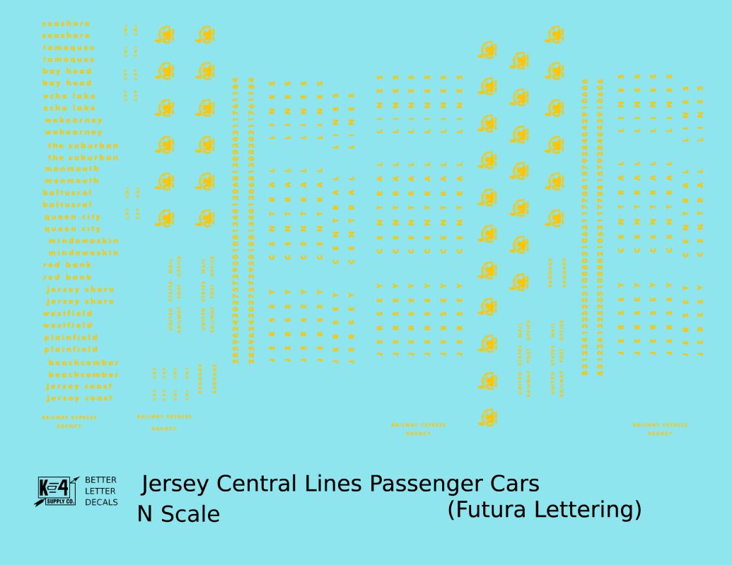 Central Of New Jersey Passenger Car Dulux Gold Futura Lettering