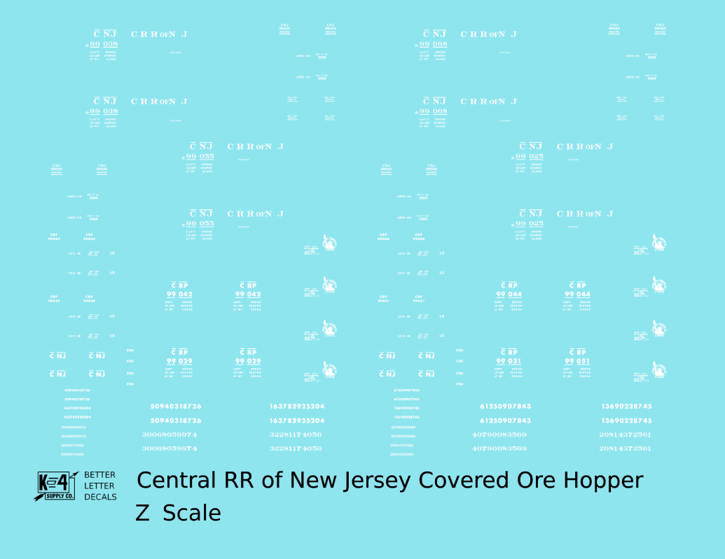 Central Of New Jersey Covered Ore Car Hopper White
