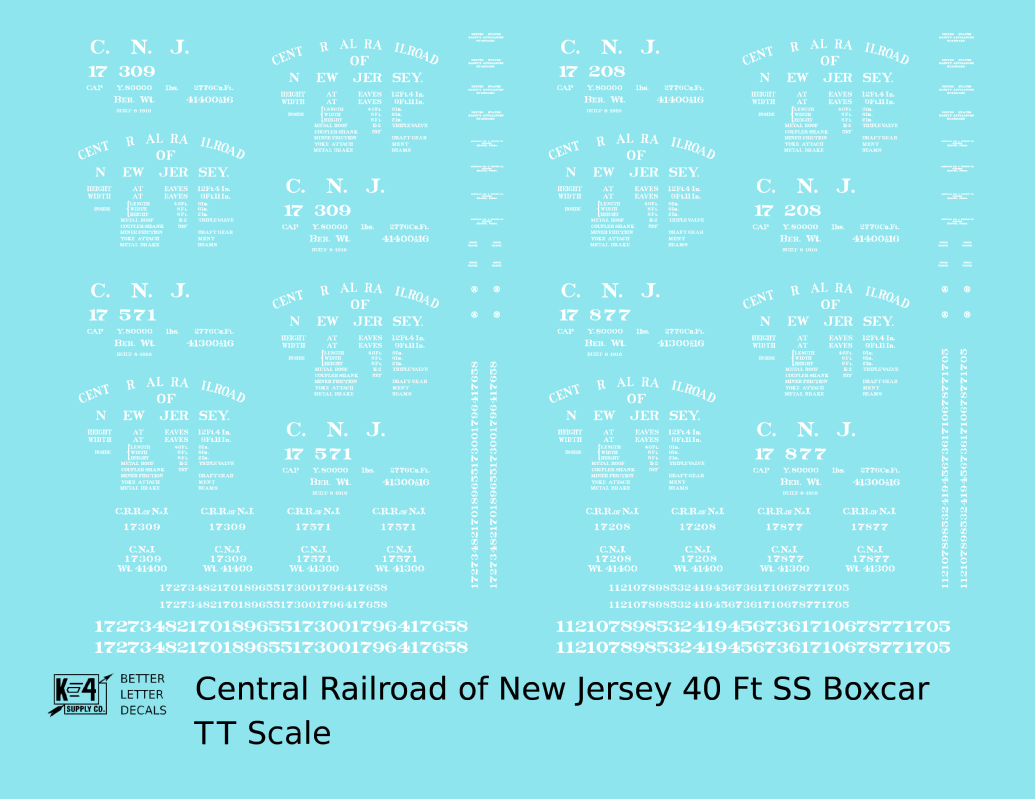 Central Of New Jersey 40 Ft Outside Braced Boxcar White CNJ