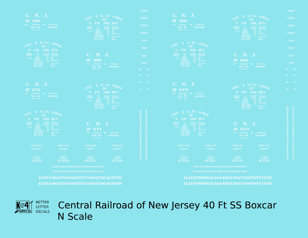 Central Of New Jersey 40 Ft Outside Braced Boxcar White CNJ