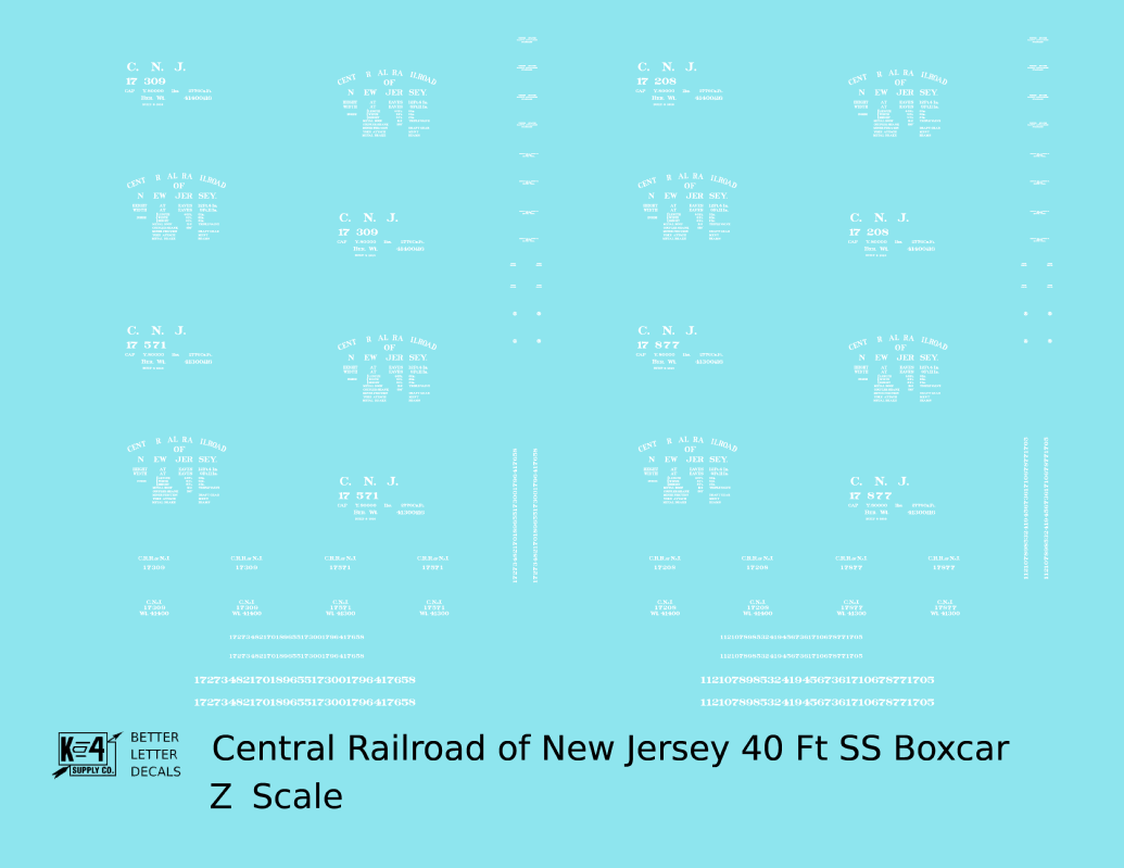 Central Of New Jersey 40 Ft Outside Braced Boxcar White CNJ