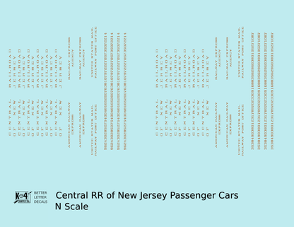 Central Of New Jersey Passenger Car Bronze Gold As Built Lettering
