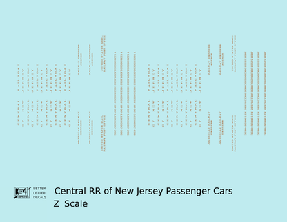 Central Of New Jersey Passenger Car Bronze Gold As Built Lettering