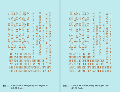 Central Of New Jersey Passenger Car Bronze Gold As Built Lettering - Decal - Choose Scale