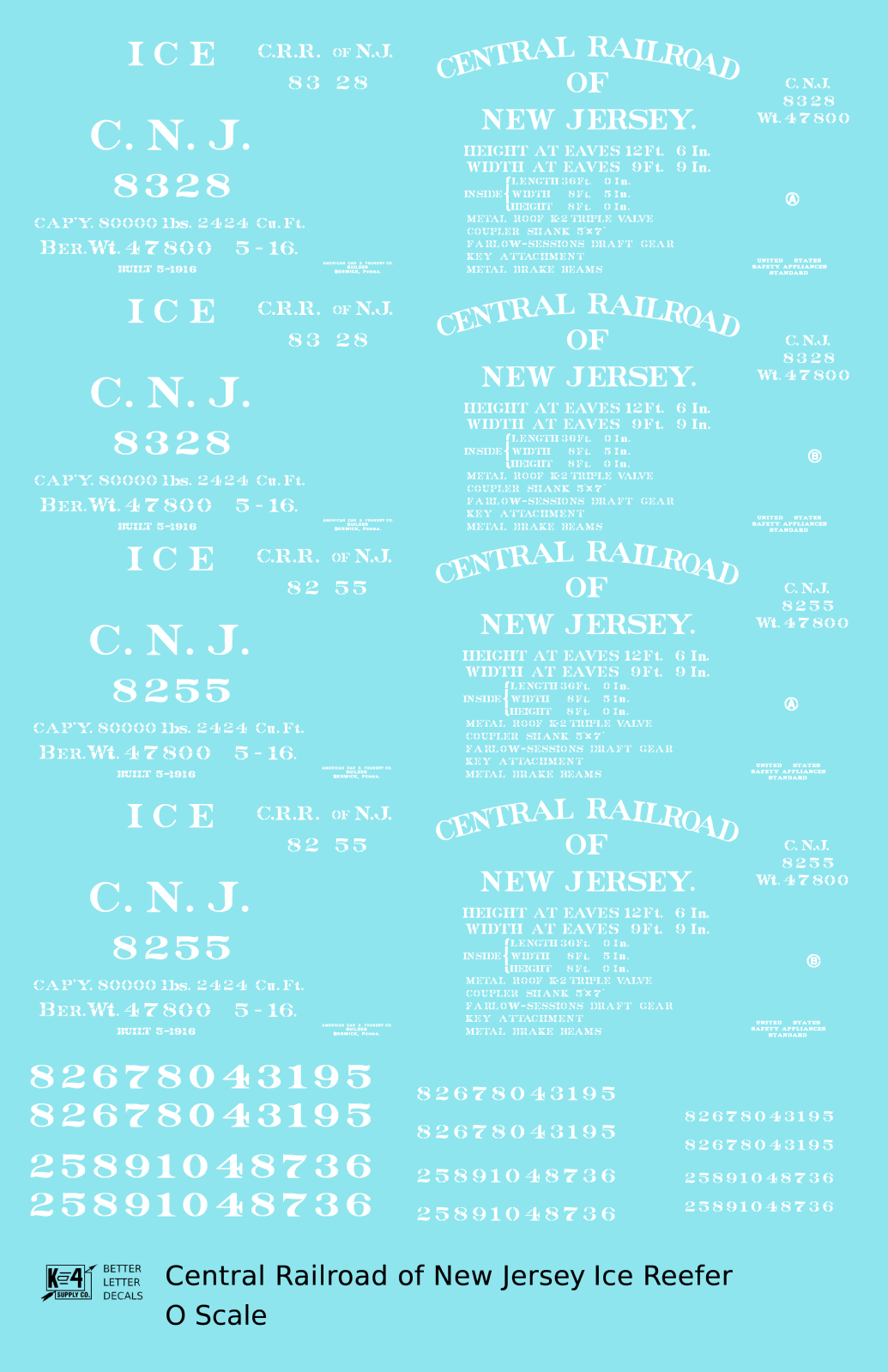 Central Of New Jersey Wood Ice Reefer White Early Scheme