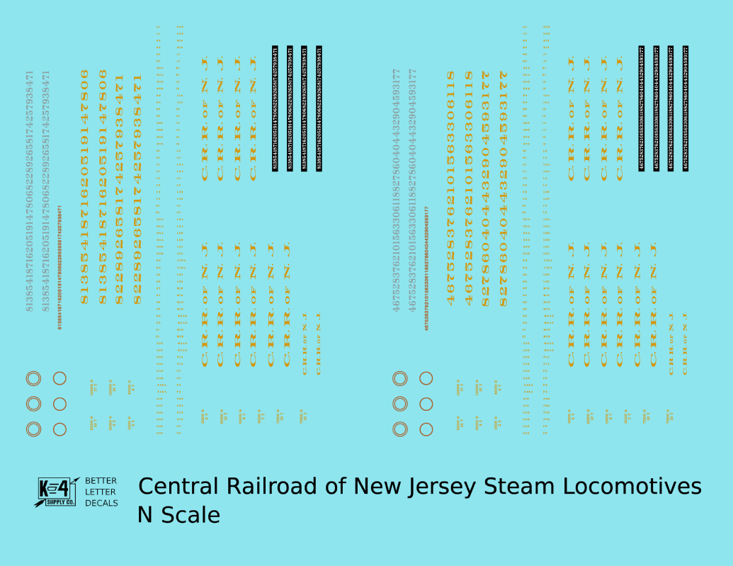 Central Of New Jersey Steam Locomotive Dulux Yellow C.R.R. Of N.J.
