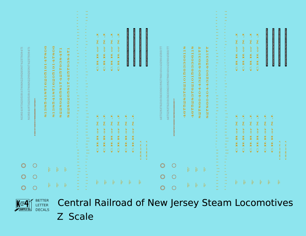 Central Of New Jersey Steam Locomotive Dulux Yellow C.R.R. Of N.J.