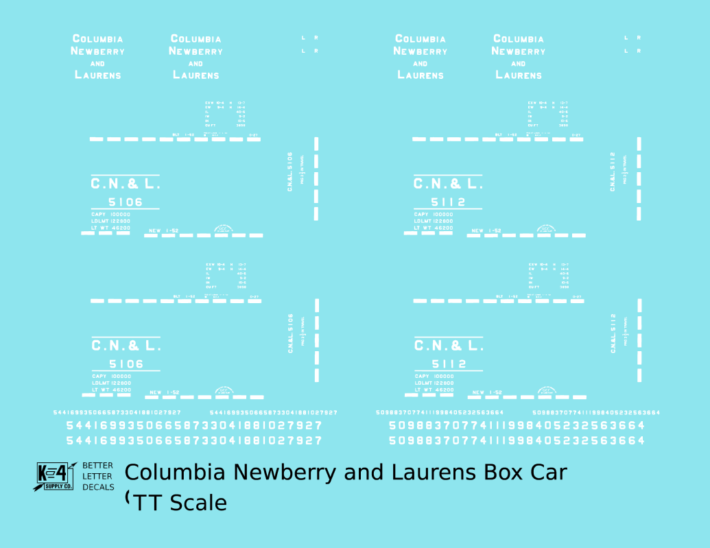 Columbia Newberry and Laurens 40 Ft Boxcar White