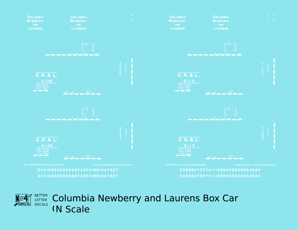 Columbia Newberry and Laurens 40 Ft Boxcar White