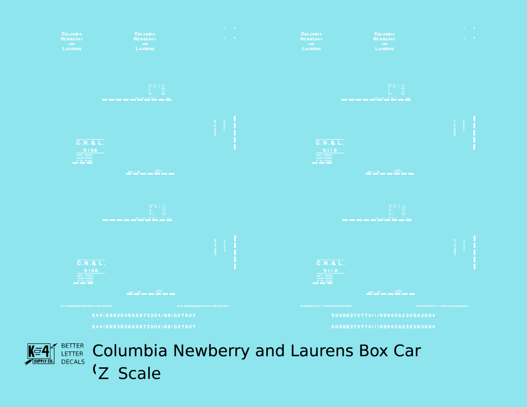 Columbia Newberry and Laurens 40 Ft Boxcar White