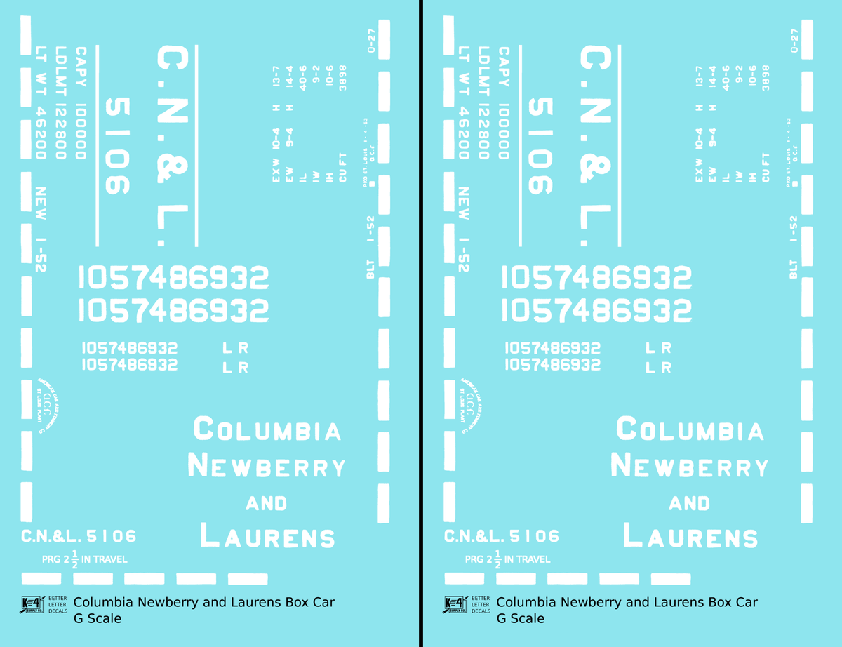 Columbia Newberry and Laurens 40 Ft Boxcar White