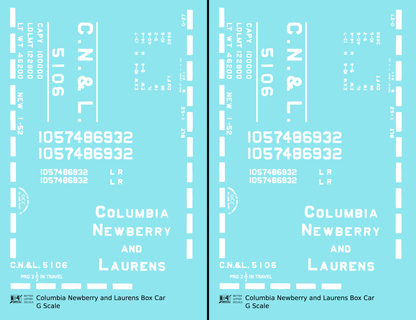 Columbia Newberry and Laurens 40 Ft Boxcar White
