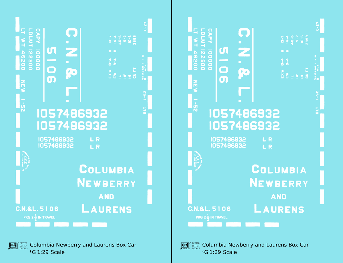 Columbia Newberry and Laurens 40 Ft Boxcar White