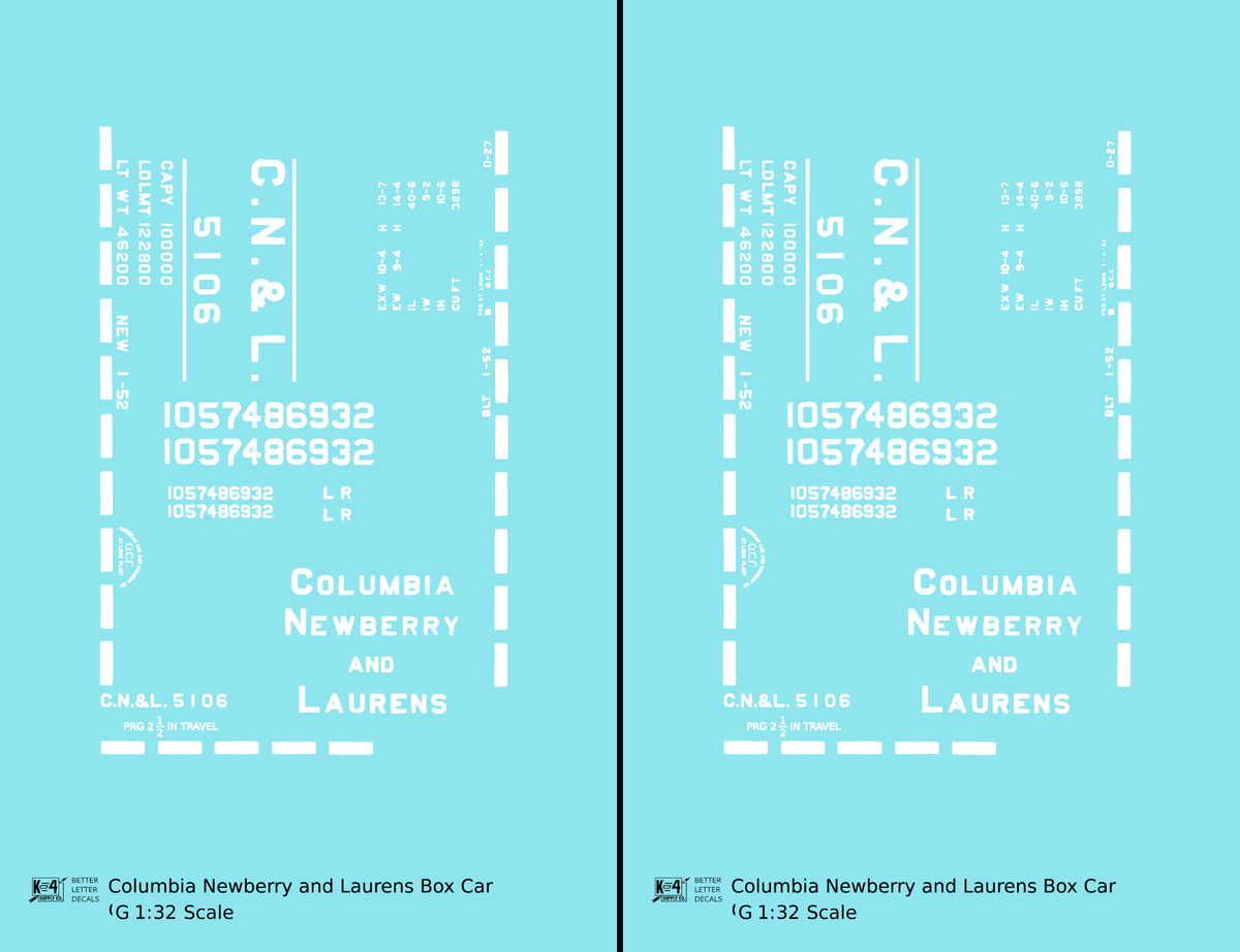 Columbia Newberry and Laurens 40 Ft Boxcar White