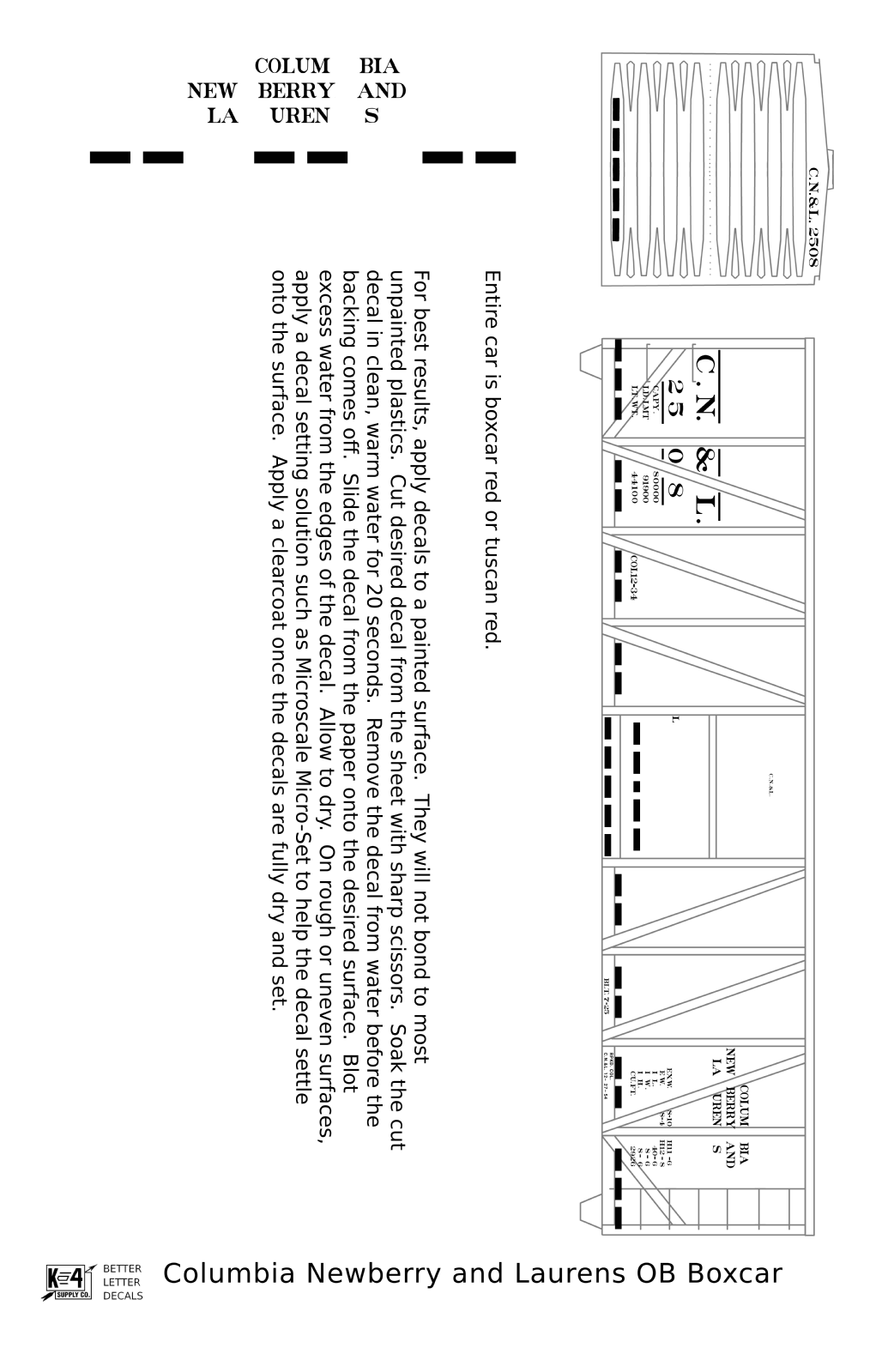 Columbia Newberry and Laurens 40 Ft Outside Braced Boxcar White