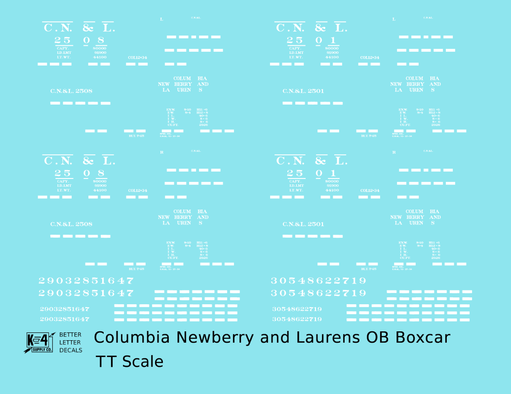 Columbia Newberry and Laurens 40 Ft Outside Braced Boxcar White