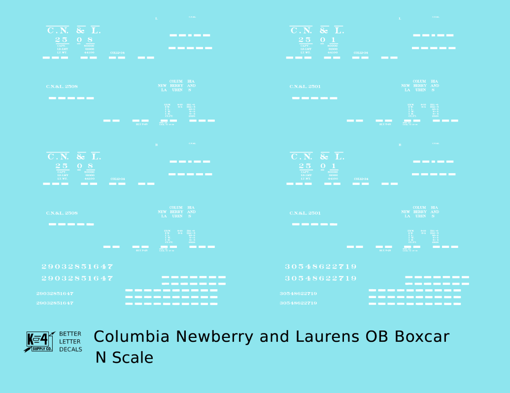 Columbia Newberry and Laurens 40 Ft Outside Braced Boxcar White