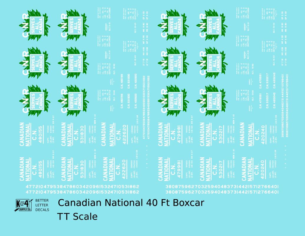 Canadian National 40 Ft Steel Boxcar White and Green Maple Leaf