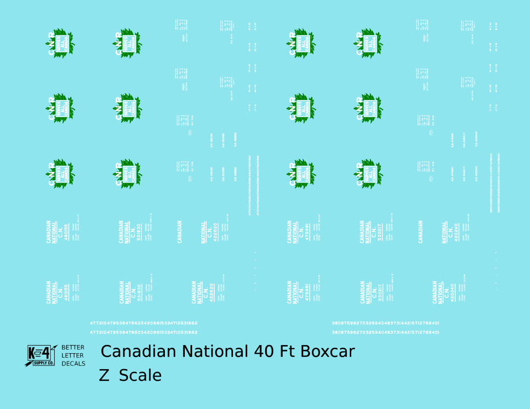 Canadian National 40 Ft Steel Boxcar White and Green Maple Leaf