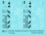 Columbia Newberry & Laurens / Charleston & Western Carolina Caboose Black and White ACL - Decal - Choose Scale