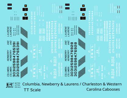 Columbia Newberry & Laurens / Charleston & Western Carolina Caboose Black and White ACL