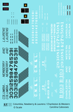 Columbia Newberry & Laurens / Charleston & Western Carolina Caboose Black and White ACL - Decal - Choose Scale
