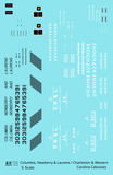 Columbia Newberry & Laurens / Charleston & Western Carolina Caboose Black and White ACL - Decal - Choose Scale