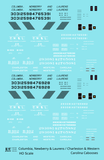Columbia Newberry & Laurens / Charleston & Western Carolina Caboose Black and White ACL - Decal - Choose Scale