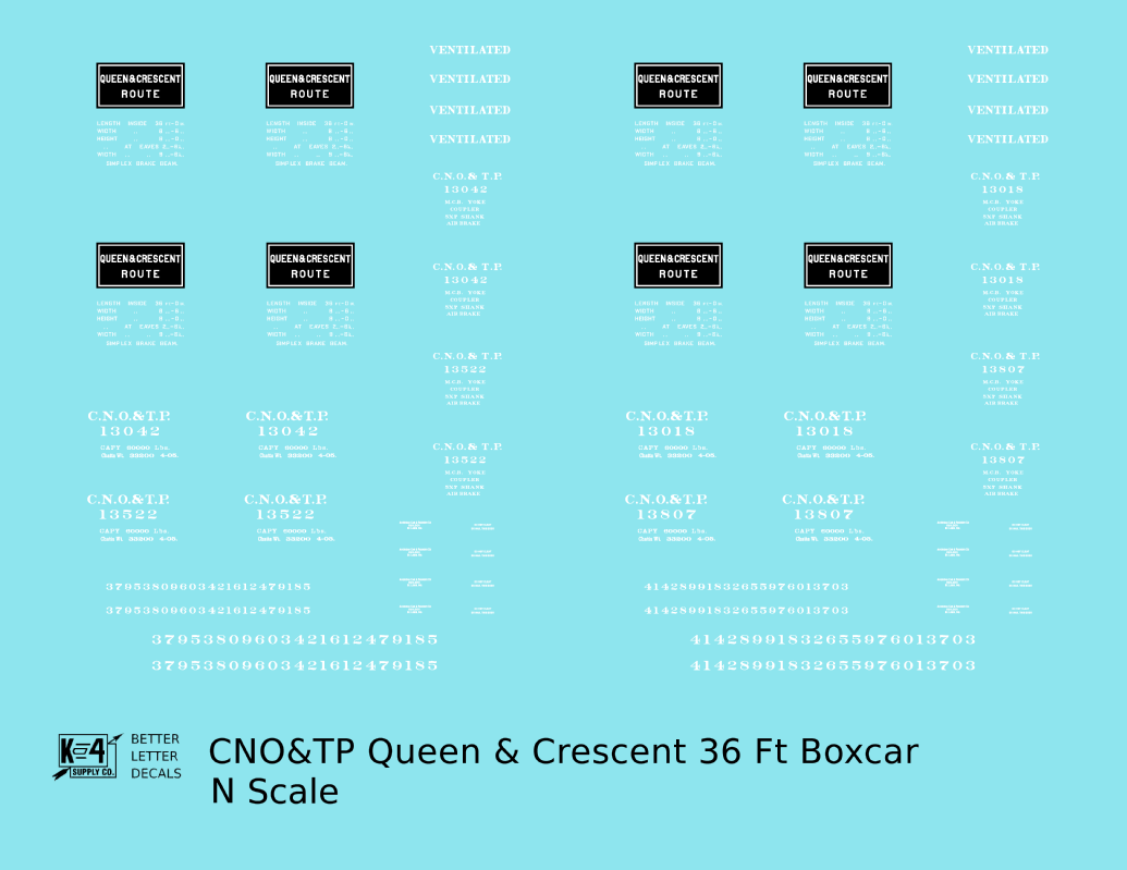 CNO&TP Queen & Crescent Route 36 Ft Boxcar White