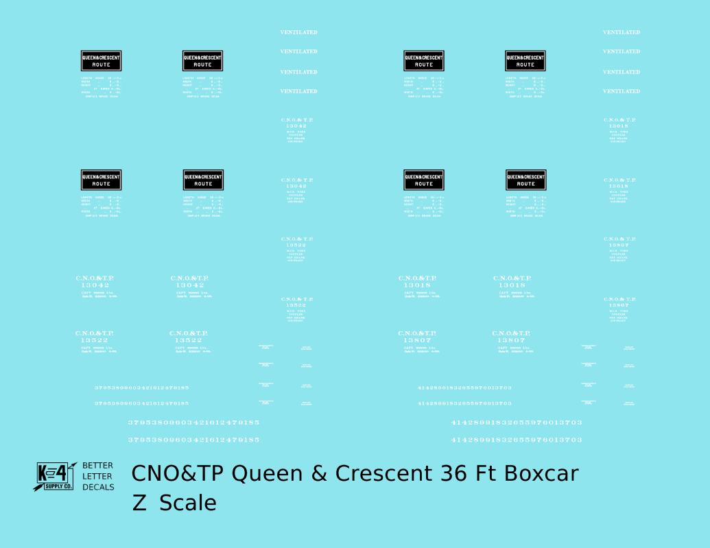 CNO&TP Queen & Crescent Route 36 Ft Boxcar White