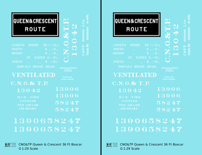 CNO&TP Queen & Crescent Route 36 Ft Boxcar White