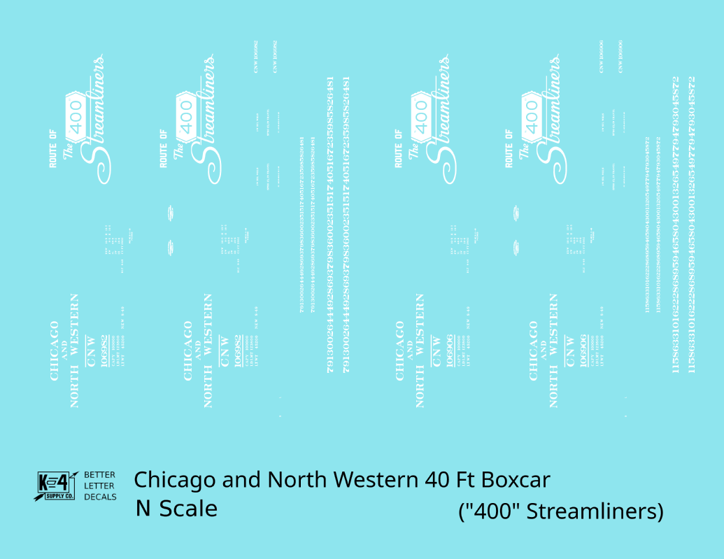 Chicago and North Western 40 Ft Boxcar White Route Of the 400 Streamliners