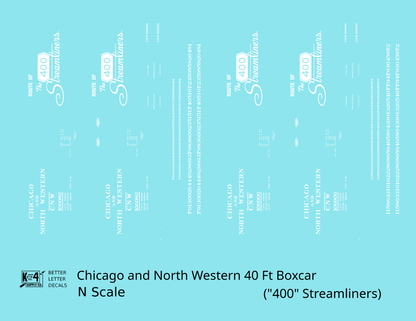 Chicago and North Western 40 Ft Boxcar White Route Of the 400 Streamliners