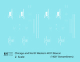 Chicago and North Western 40 Ft Boxcar White Route Of the 400 Streamliners - Decal - Choose Scale