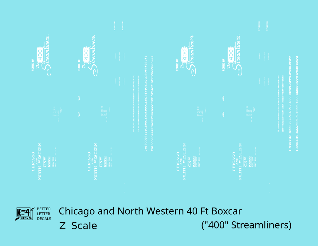 Chicago and North Western 40 Ft Boxcar White Route Of the 400 Streamliners