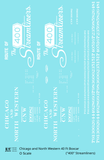 Chicago and North Western 40 Ft Boxcar White Route Of the 400 Streamliners - Decal - Choose Scale