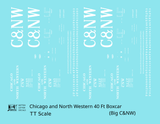 Chicago and North Western 40 Ft Boxcar White Big CNW - Decal - Choose Scale