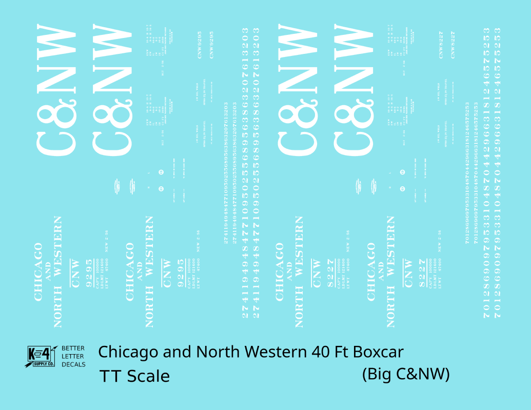 Chicago and North Western 40 Ft Boxcar White Big CNW