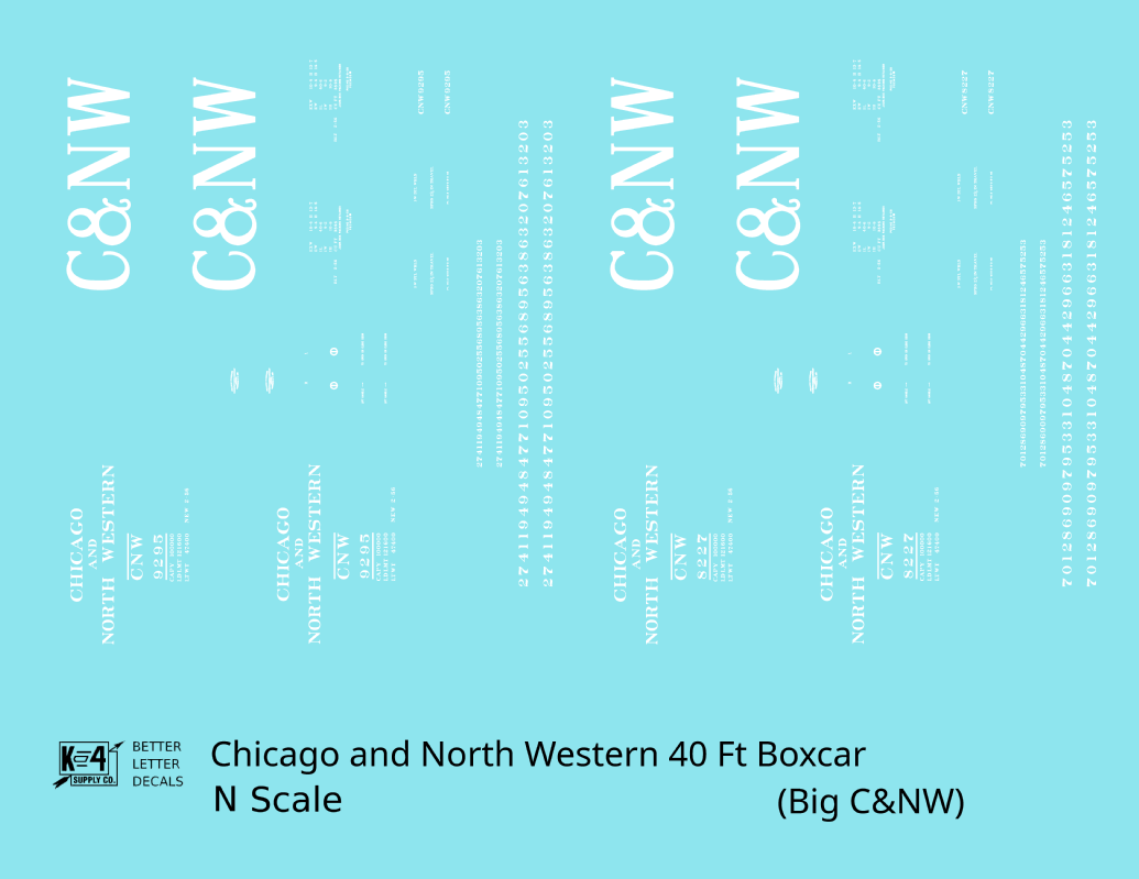 Chicago and North Western 40 Ft Boxcar White Big CNW