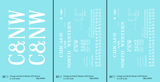 Chicago and North Western 40 Ft Boxcar White Big CNW - Decal - Choose Scale